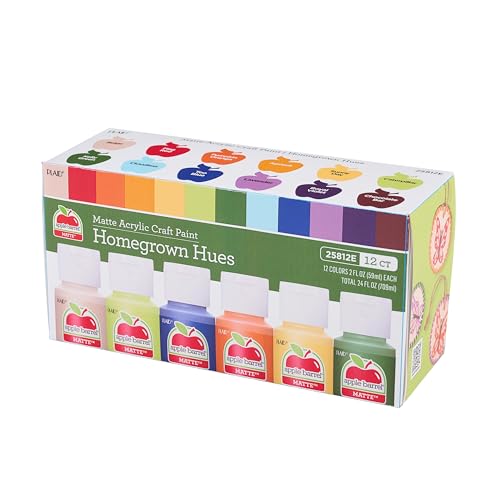 Apple Barrel Acrylic Craft Paint Set, Homegrown Hues, Includes 12 Colors with a Matte Finish