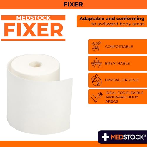 MEDSTOCK Non-Woven Fabric, White Fixer Roll, 2" x 11 yds, 1 Roll, Wound Care, Adhesive Dressing Tape, Medical Device Securer, Flexible and Soft, Stable and Dependable, Increases Patient Comfort - size: 2" x 11 yds