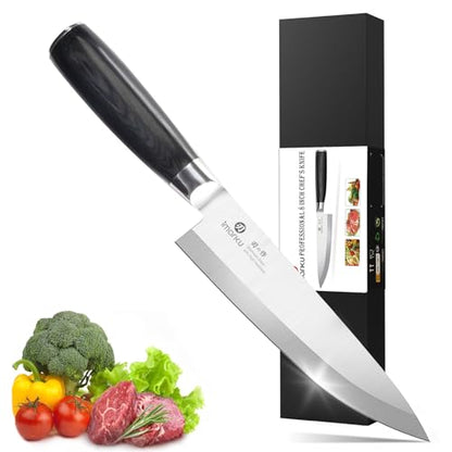 imarku 8 Inch Japanese Chef Knife,Single-Bevel Edge HC Steel Kitchen Knife | HC Steel Ultra-Sharp Vegetable Knife,For Right and Big Hands Pro Cooking Knife,Ergonomic Pakkawood Handle,Gift for Men - color: Classic Black