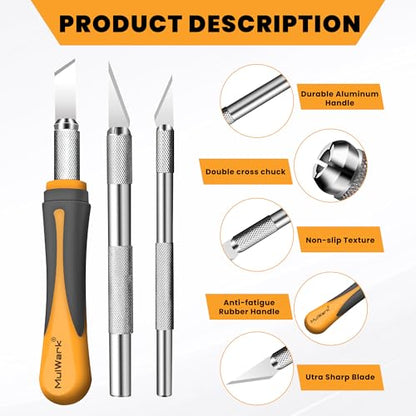 MulWark Exacto Knife Set | Craft Knife Kit | 16pc Precision Craft Hobby Kit with Razor Sharp Knives for Wood, Crafting, Leather, Scrapbooking & Modeling - style: 16-Piece Precision Hobby Knife Set