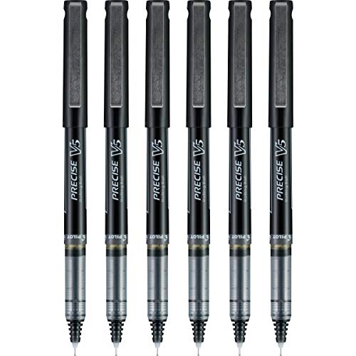 PILOT, Precise V5, Extra Fine Point 0.5 mm, Black, Pack of 6 - size: 1 Count (Pack of 6)