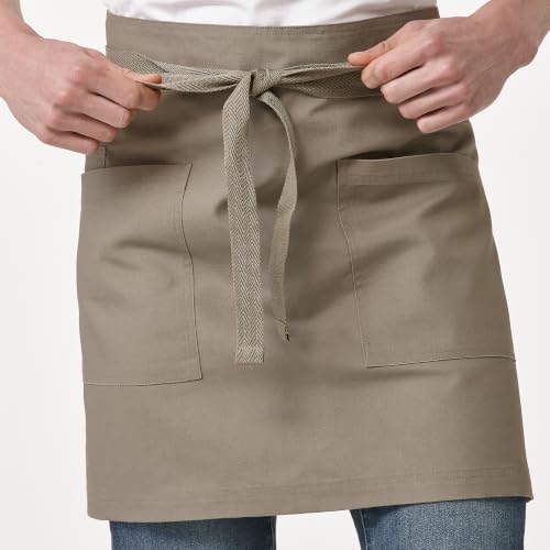 Waist Apron for Men Server Bistro Half 4251BY - color: Dark Khaki, size: 1 Pack