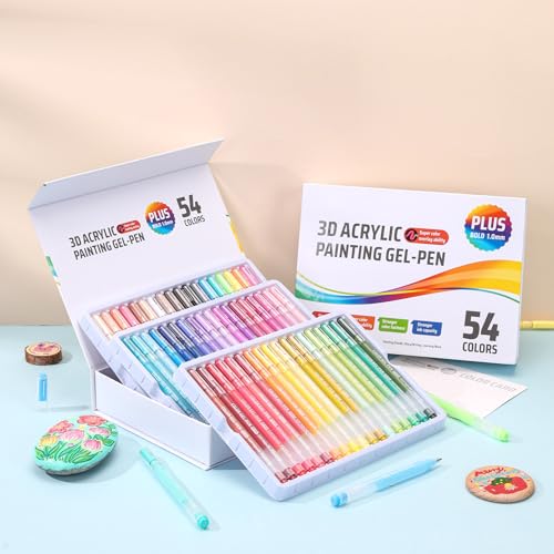Ddaowanx Colored Acrylic Gel Pens Set,1mm Medium Point Smooth Writing - color: 3D-54 Colors