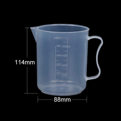1 Piece Plastic Measuring Cups with Handle Clear Measuring Cup Plastic Beaker Cups Plastic Graduated Cup Multipurpose Mixing Cups for Kitchen Experiment Mixing Paint Epoxy Resin, 500ml