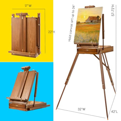 MEEDEN Painting Kit with French Easel, 24 Colors Acrylic Paint Set, 10 Pcs Paint Brush Set, Canvas Set & Art Supplies, Great Painting Set for Beginners & Artists