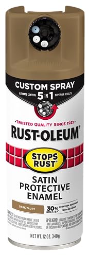 Rust-Oleum Stops Rust Custom 5-in-1 Spray Paint, Satin Dark Taupe - color: Satin Dark Taupe, size: 12 Ounce (Pack of 1)