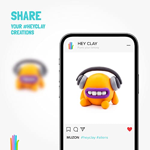 Hey Clay Animals - Claymate Piggy - Colorful Modeling Air Dry Clay for Kids - Air Dry Clay Kit 3 Cans with Fun Interactive App - color: Piggy