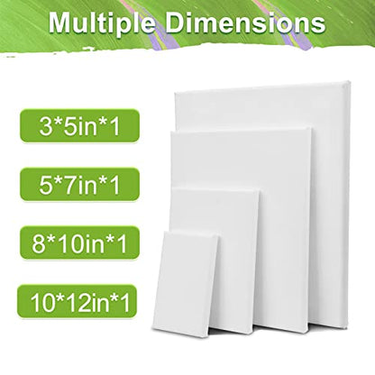 4 Packs Stretched Canvases for Painting with 3x5in,5x7in,8x10in,10x12in, Primed Canvas,Blank Painting Canvas for Oil & Acrylic Paint. - size: 4 Packs - 4 Sizes (3x5 5x7 8x10 10x12)