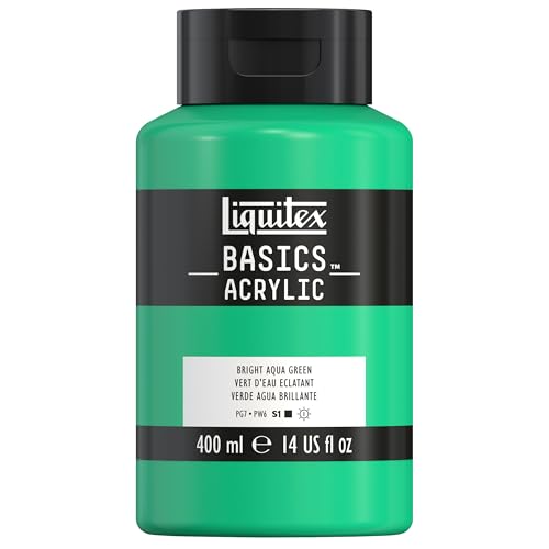 Liquitex BASICS Acrylic Paint, 13.5-oz Bottle, Bright Aqua Green - color: Bright Aqua Green, size: 13.5 Fl Oz (Pack of 1)