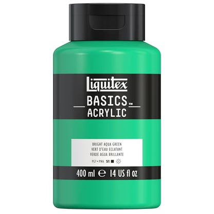 Liquitex BASICS Acrylic Paint, 13.5-oz Bottle, Bright Aqua Green - color: Bright Aqua Green, size: 13.5 Fl Oz (Pack of 1)