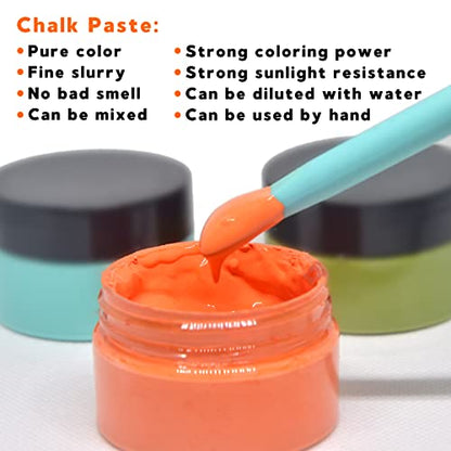 12-Color Chalk Paste with 9 Squeegees for Stencil Painting, Mesh Transfer - color: 12 colors Jars Chalk Paste