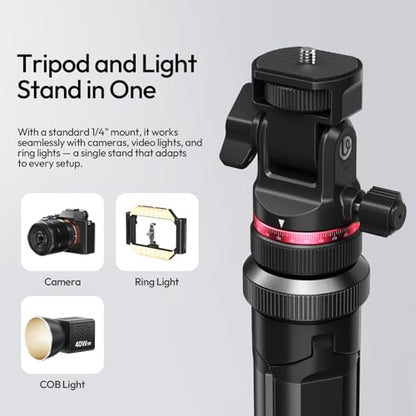 ULANZI MT-80 Aluminum Tripod Stand, 7FT Auto Pop-Up Camera Light Tripod | 11LB Max Load , 1/4" Screw, 360° Ball Head, 360° Rotates, Portable Video Light Stand for DSLR Camera, Ring Light, Video Rig - size: 84 inch-Upgrade Pop-Up