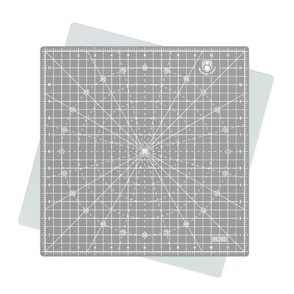 Headley Tools 12"x12" Rotating Cutting Mat, Self Healing Mat with 360-Degree Rotation & Anti-Slip Base, Sewing Board Cutting Mat Perfect for Fabric Quilting Leather Hobby Project, Grey - color: Gray, size: 12"L x 12"W