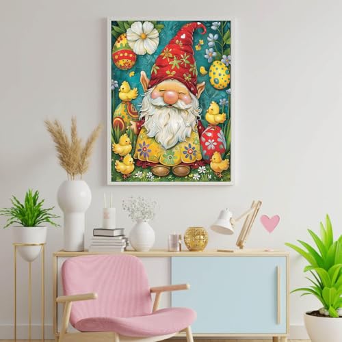 Colorful Gnome Painting Paint by Numbers Kits 16x20 inch Canvas Colorful Floral Pattern DIY Oil Painting for Kids, Adults Beginners with Brushes Acrylic Pigment Drawings Gift Easter (with Frame) - color: Artwork 03, size: 16''x20''(DIY frame)