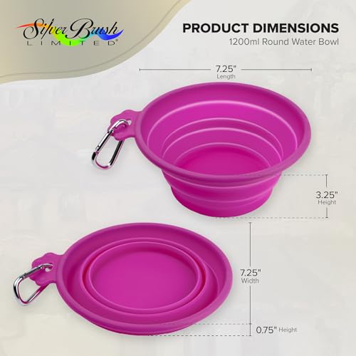 Silver Brush Limited Silver Essentials Brush Water Bowl, 1200ml/40.6oz | 2 Pack, Watercolor, Watermedia, Round, Reusable Artist Water Cup, Collapsible, With Carabiner Clip, Leak-proof, Silicone - size: 1200ml
