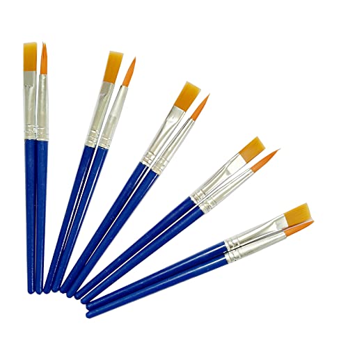 50 Pcs Small Paint Brushes for Kids, Teens, Short Handle Paint Brushes Bulk for Detail Painting (10.5cm (25 Flat + 25 Round))