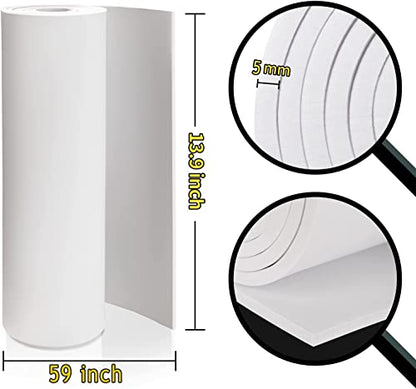 White Eva Foam Cosplay Sheets roll,Premium eva Foam 5mm Thick,59" x 13.9", High Density 86kg/m3 for Cosplay Costume, Crafts, DIY Projects by MEARCOOH - color: White, size: Thickness-5mm
