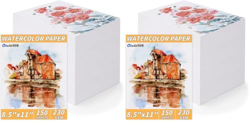 150 Sheets Cotton Watercolor Paper 8.5x11 Inch 230GSM Art Paper Bulk | Heavyweight Textured Painting Paper for Watercolor, Tempera, Finger Paints, Drawing, Art Class, Homeschool & DIY Crafts - style: 8.5x11in-110LB/230GSM