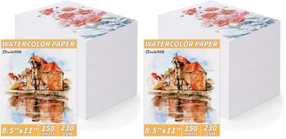 150 Sheets Cotton Watercolor Paper 8.5x11 Inch 230GSM Art Paper Bulk | Heavyweight Textured Painting Paper for Watercolor, Tempera, Finger Paints, Drawing, Art Class, Homeschool & DIY Crafts - style: 8.5x11in-110LB/230GSM