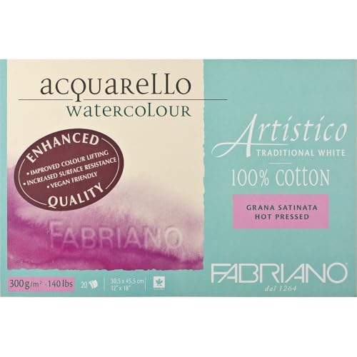 Fabriano Artistico Watercolor Block, 12" x 16", Traditional White - size: 12x16, style: Hot-Press