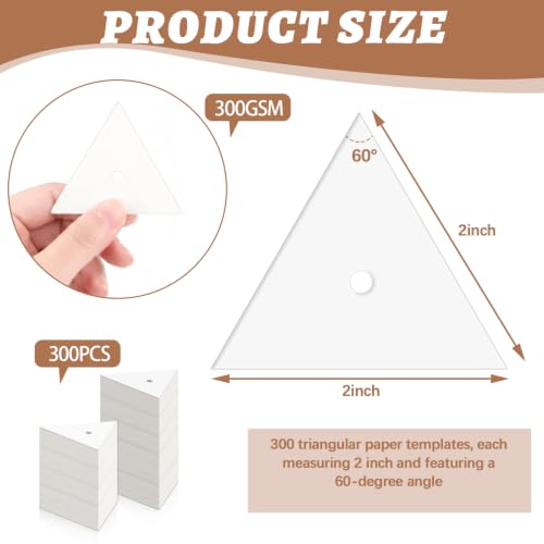 300 PCS 2" Equilateral Triangle Paper Piecing Templates, Quilting Templates Accessories for DIY Patchwork Crafts and Sewing Supplies﻿ - size: 2 Inch-300pcs Equilateral Triangle