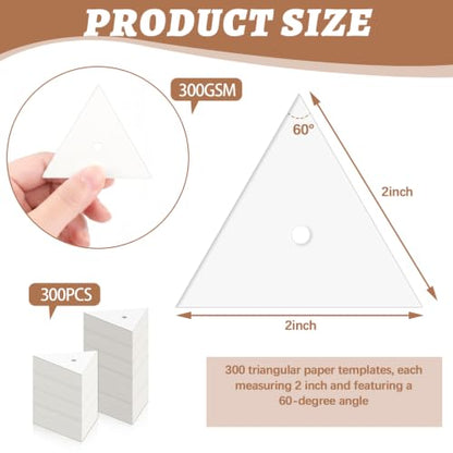 300 PCS 2" Equilateral Triangle Paper Piecing Templates, Quilting Templates Accessories for DIY Patchwork Crafts and Sewing Supplies﻿ - size: 2 Inch-300pcs Equilateral Triangle
