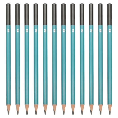 PATIKIL 8B Drawing Pencils, 12PCS Sketch Pencils for Drawing, Art, Graphite Wood Pre-sharpened, Hexagonal, Black Refill, Green/Black Pole - style: 8B