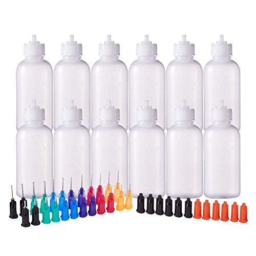 BENECREAT 12 Pack 1.7 Ounce Multi Purpose DIY Precision Tip Applicator Bottles Set with 24 Tips & 12 Caps - DIY Quilling, Glue Applicator, Oiler Bottle - color: 12 Bottles & 24 Tips & 12 Caps - 1.7 Ounce, size: 1.7 Ounce