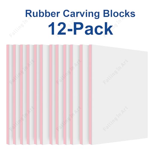 Falling in Art 5 Pack 4x6 Rubber Carving Block, Easy Cut Lino Blocks | Soft Linoleum Block for Printmaking, Stamps, Crafts - size: 4''x6'' 5 Pack