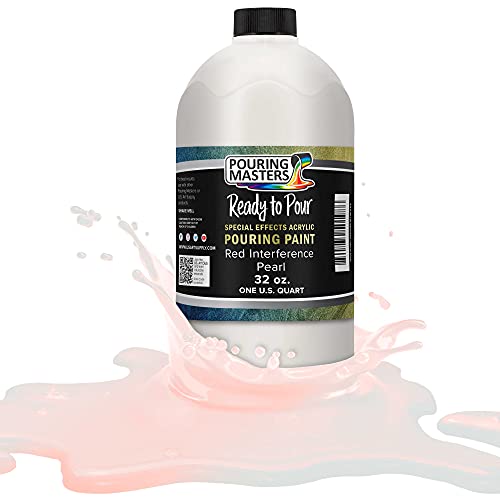 Pouring Masters Red Interference Pearl Special Effects Acrylic Pouring Paint - Premium 32-Ounce Pre-Mixed Fluid Acrylic Paint - Fluid Art Supplies for Canvas, Wood, Paper, Tile & Rocks - color: Red, size: 32 Fl Oz (Pack of 1)