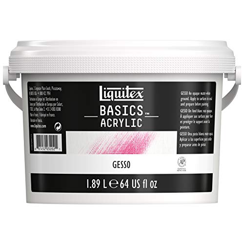 Liquitex BASICS Gesso Surface Prep Medium, 1.89L (64-oz) Tub, White | Matte white, opaque finish. Creates the ideal absorbency, stiffness and adhesion for paint. - style: 64-oz
