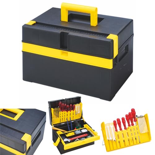 Compacto Tool Organizer Box with Removable Tray | Heavy-Duty Plastic Toolbox with Compartments for DIY, Electrical, and Craft Tools | Portable, Lockable & Durable | 10,62''X14,96''X8,66'' | by Onuva