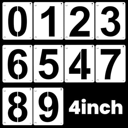 4Inch Number Stencils,10Pcs Plastic Stencils Reusable Curb Stencil Kit | Washable 0-9 Large Number Stencil for Address Painting,Digital Templates for Spray Painting,DIY Crafts,Address Signs - size: 4Inch