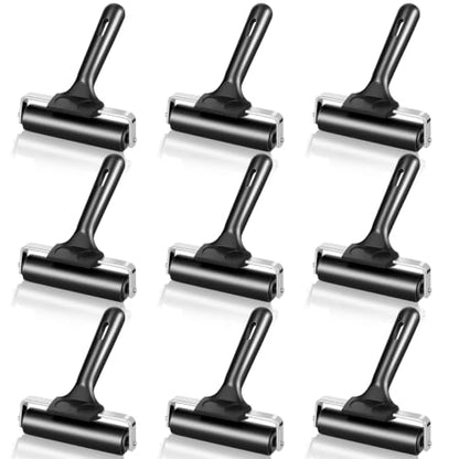 DERTE 6 Pack 4 Inch Rubber Brayer Roller Hard Rubber Rollers | for Crafting Printing Printmaking Wallpaper Inking Stamping Gluing