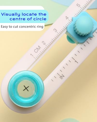 Oythiem Circle Cutter Tool for Paper Crafts - Rotary Cutter Round Cutting Knife with 3 Replaceable Blades for Scrapbooking, Card Making, Art And Diy Crafts, Fits Circles with A Radius Between 0.6"-4" - size: 1 Cutter tool & 3 Cutter head (0.6"-4")