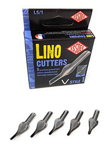ESSDEE 0.5mm Linoleum Cutter Tool - No. 1 Size Lino Blades - High Carbon Steel - Pack of 5 - Made in UK - size: No 1