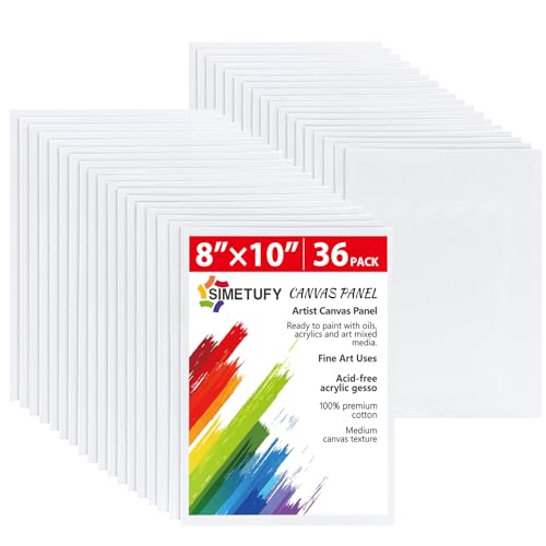 36 Pack 8x10 Inch Canvas Boards for Painting, Blank Canvas Panels | Gesso Primed Acid-Free 100% Cotton for Acrylics Oil Watercolor Tempera Paints - size: 8"x10" - 36 pack
