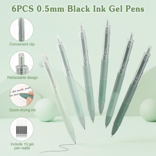 MoKo Pencil Case with Supplies, 49Pcs Aesthetic School Set, Green | Includes gel pens, highlighters, 0.5 mm mechanical pencils and refills, an eraser, sticky notes and index tabs. - color: Green-49P