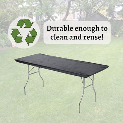 6' Rectangle Plastic Table Covers 30" x 72", Bundle of 5 (Black) - color: Black