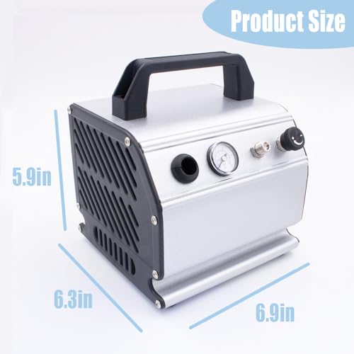 Pinkiou Airbrush Kit with Air Compressor Dual Action Airbrush Gun Set with 1/6 HP Quiet Air Compressor Include 0.2mm 0.3 &0.5mm Needles and Hose Gravity Airbrush Set for Model Painting,Cakes,Clothes - color: White