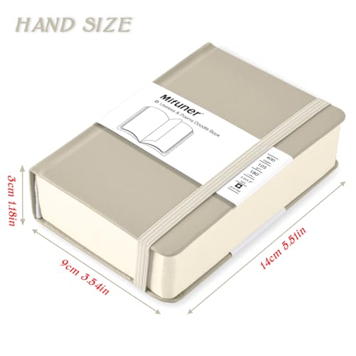 Mix Media Pad,3.5"x5.5" Small Hardcover Leather Art Sketchbook,105 GSM 200 Sheets/400 Pages Acid Free Artistic Painting Drawing Sketching Writing Paper, Handy Pocket Journal Notebook. Grey - color: 105gsm-grey