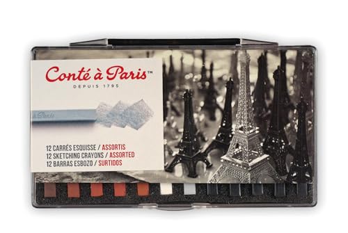 Conté à Paris Sketching Crayons Set with 12 Assorted Colors | Traditional Artist Favorite, Rich Pigment Strength, Excellent Line Control, Ideal For Studies And Illustration - style: 12 Count - Assorted Sketching