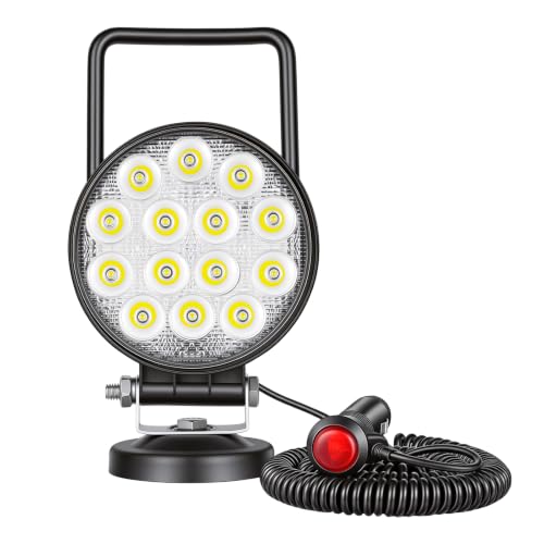 Willpower 4 inch 42W LED Work Light Bar with Magnetic Base, Cigarette Lighter Powered, Portable Off Road Light Flood Driving Fog Lights for Truck 4x4 Car Trailer Tractor Engineering Garage Camping - size: 4'' - 42W - Spot