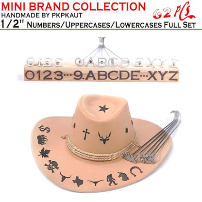 62Pcs 1/2" Custom Branding Iron for Wood, Leather Branding Stamp | Mini Wood Branding Iron on Letters Personalized, Number/Alphabet/Leather Burning Stamps Woodworking Kit for Hats, Steak, Food - size: 62PCS 1/2" Number/Uppercase&Lowercase Letters Set