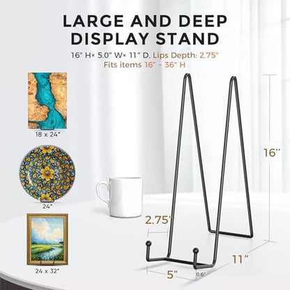 TR-LIFE 16 Inch Heavy Duty Plate Stand (4 Pack) - Metal Display Easel for Large Plates, Picture Frames, Signs, Posters, and Decorative Platters - size: 16 Inch