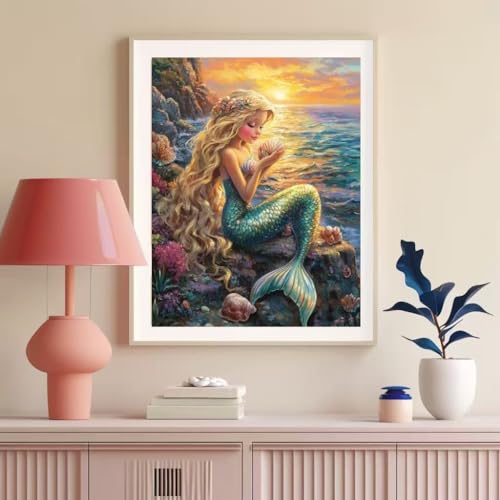Milila Diamond Art Kits for Adults Full Drill Diamond Painting Kit(Mermaid) - color: Mermaid