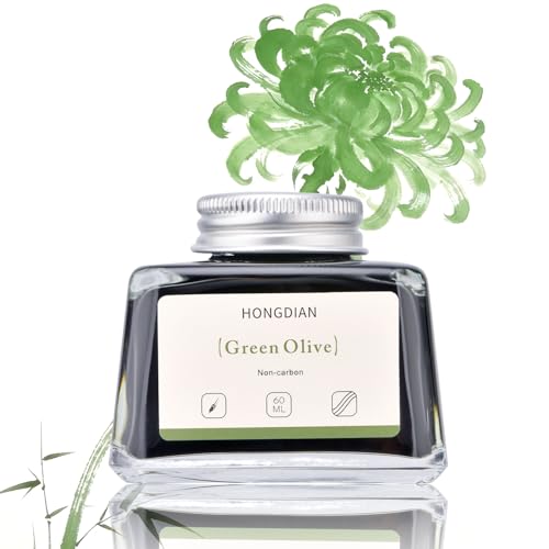 Hongdian Fountain Pen Bottled Ink Green Oliver Color, 60ml Non Carbon Inkwell Bottle, Artist Calligraphy Ink - color: Green Oliver
