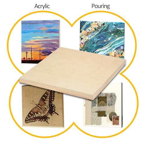 2 Pack 8x8'' Unfinished Gallery Birch Wood Canvas Panels | Birch Wood Panels Kit, 1 1/2" Deep Art Cradle Boards for Painting, Pouring, Burning,Epoxy Resin, Laser Engraving Cutting - size: 8*8 2 Pack