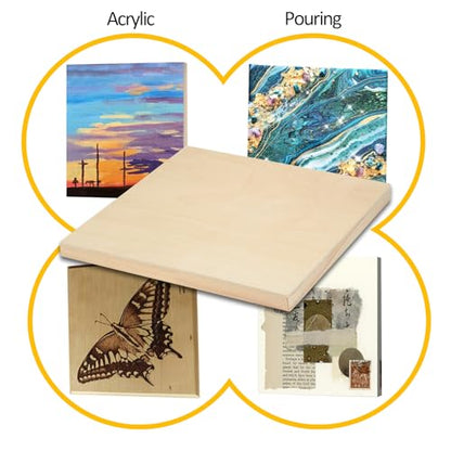 2 Pack 8x8'' Unfinished Gallery Birch Wood Canvas Panels | Birch Wood Panels Kit, 1 1/2" Deep Art Cradle Boards for Painting, Pouring, Burning,Epoxy Resin, Laser Engraving Cutting - size: 8*8 2 Pack