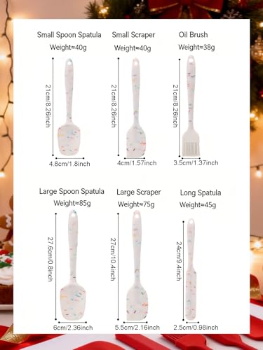 6 Pieces Silicone Spatula Set - Heavy Duty Kitchen Cooking Serving Utensils, Non-Stick Silicone Cooking Utensils Set, Kitchen Utensil Set with Oil Brush, Jar Spatula & Mini Spatulas (White) - color: White